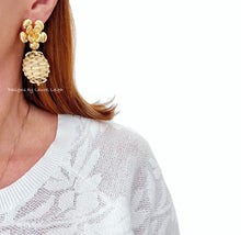 Load image into Gallery viewer, Wicker Rattan Floral Drop Earrings - Chinoiserie jewelry