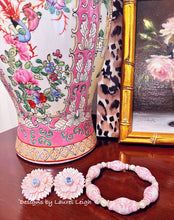 Load image into Gallery viewer, Pink, Blue & White Petite Fleur Pearl Studs - Chinoiserie jewelry