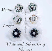 Load image into Gallery viewer, White & Silver Cameo Pearl Flower Studs - Chinoiserie jewelry