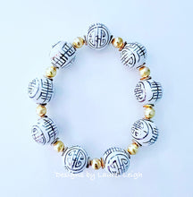 Load image into Gallery viewer, Gold & White Chinoiserie Bracelet - Chinoiserie jewelry
