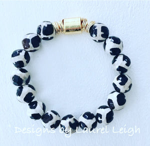 Black and White Tibetan Agate Gemstone Statement Bracelet - Designs by Laurel Leigh