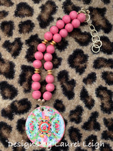 Load image into Gallery viewer, Rose Medallion Chinoiserie Pendant Necklace - Pink - 2 Options - Ginger jar