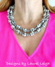 Load image into Gallery viewer, Chinoiserie Double Strand Ginger Jar Statement Necklace - Black & White - Ginger jar