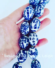 Load image into Gallery viewer, Chinoiserie Blue & White Oval Bead Necklace - Chinoiserie jewelry
