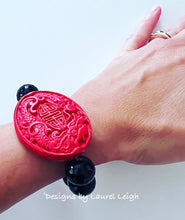 Load image into Gallery viewer, Chinoiserie Red & Black Gemstone Bracelet - 2 Styles - Chinoiserie jewelry