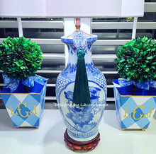 Load image into Gallery viewer, Blue & White Chinoiserie Decorative Tassel - Chinoiserie jewelry
