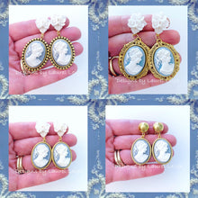 Load image into Gallery viewer, Wedgwood Blue & White Cameo Earrings - 6 Styles - Ginger jar