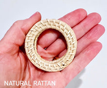 Load image into Gallery viewer, Chinoiserie Rattan Double Happiness Earrings - Natural or Brown - Chinoiserie jewelry