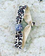 Load image into Gallery viewer, Chinoiserie Elastic Hair Ties- Set of 3 - Leopard Print - Ginger jar