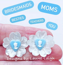 Load image into Gallery viewer, Wedgwood Blue Cameo & Pearl Studs - Chinoiserie jewelry
