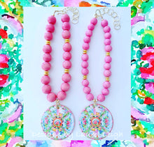 Load image into Gallery viewer, Rose Medallion Chinoiserie Pendant Necklace - Pink - 2 Options - Ginger jar