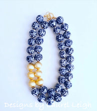 Load image into Gallery viewer, Chunky Blue & White Floral Chinoiserie Statement Necklace- 2 Lengths - Ginger jar