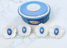Load image into Gallery viewer, Wedgwood Blue Daffodil Cameo Pearl Studs - Chinoiserie jewelry