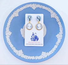 Load image into Gallery viewer, Wedgwood Blue Floral Cameo Earrings - Chinoiserie jewelry