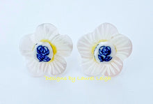 Load image into Gallery viewer, Blue, White & Yellow Petite Fleur Pearl Studs - Chinoiserie jewelry
