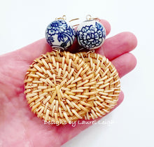 Load image into Gallery viewer, Chinoiserie Rattan Peony Earrings - Chinoiserie jewelry