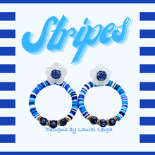 Load image into Gallery viewer, Blue & White Chinoiserie Heishi Disc Bead Earrings - Chinoiserie jewelry