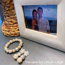 Load image into Gallery viewer, Gold and White Chinoiserie Beaded Statement Bracelet - Ginger jar