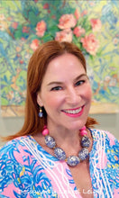 Load image into Gallery viewer, Blue and White Chinoiserie Chunky Statement Necklace - Bright Bubblegum Pink - Ginger jar