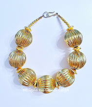 Load image into Gallery viewer, Chunky Textured Gold Bead Statement Necklace - Chinoiserie jewelry