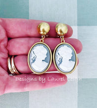 Load image into Gallery viewer, Wedgwood Blue & White Cameo Earrings - 6 Styles - Ginger jar