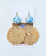 Load image into Gallery viewer, Chinoiserie Rattan Floral Drop Earrings - Chinoiserie jewelry