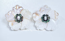 Load image into Gallery viewer, White & Silver Cameo Pearl Flower Earrings - Chinoiserie jewelry