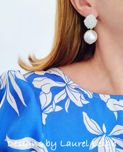 Load image into Gallery viewer, White Pearl Hydrangea Blossom Earrings - Chinoiserie jewelry