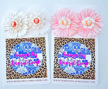 Load image into Gallery viewer, Pink, Orange & White Floral Cameo Pearl Studs - Chinoiserie jewelry