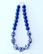 Load image into Gallery viewer, Chunky Blue & White Lapis Chinoiserie Statement Necklace - Oval Porcelain - Ginger jar