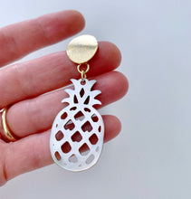 Load image into Gallery viewer, Mother of Pearl Pineapple Statement Earrings - Two Colors - Ginger jar