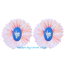 Load image into Gallery viewer, Wedgwood Blue Daffodil Cameo Pearl Studs - Chinoiserie jewelry