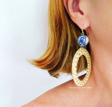 Load image into Gallery viewer, Floral Chinoiserie Rattan Earrings - Natural or Brown - Chinoiserie jewelry