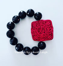 Load image into Gallery viewer, Chinoiserie Red & Black Gemstone Bracelet - 2 Styles - Chinoiserie jewelry