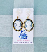 Load image into Gallery viewer, Wedgwood Blue & White Cameo Earrings - 6 Styles - Ginger jar
