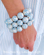 Load image into Gallery viewer, Chinoiserie Wedgwood Blue and White Chunky Floral Statement Bracelet - Ginger jar