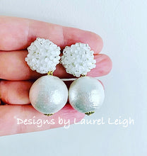 Load image into Gallery viewer, White Pearl Hydrangea Blossom Earrings - Chinoiserie jewelry