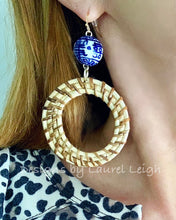 Load image into Gallery viewer, Chinoiserie Rattan Double Happiness Earrings - Natural or Brown - Ginger jar