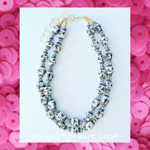 Load image into Gallery viewer, Chinoiserie Double Strand Ginger Jar Statement Necklace - Black & White - Ginger jar