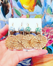 Load image into Gallery viewer, Chinoiserie Rattan Floral Drop Earrings - Chinoiserie jewelry
