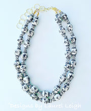 Load image into Gallery viewer, Chinoiserie Double Strand Ginger Jar Statement Necklace - Black & White - Ginger jar
