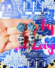 Load image into Gallery viewer, Blue Hydrangea Blossom Ginger Jar Earrings - Chinoiserie jewelry