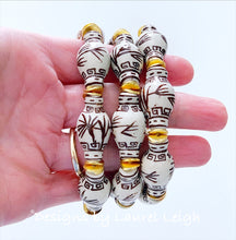 Load image into Gallery viewer, Chinoiserie Ginger Jar Beaded Bracelet - Brown & White - Ginger jar