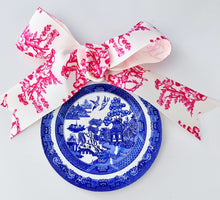 Load image into Gallery viewer, Red Toile Ribbon Bow Upgrade for Ornament Purchases - Chinoiserie jewelry