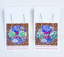 Load image into Gallery viewer, Green & White Chinoiserie Drop Earrings - Chinoiserie jewelry