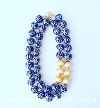 Load image into Gallery viewer, Chunky Blue & White Floral Chinoiserie Statement Necklace- 2 Lengths - Ginger jar