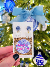 Load image into Gallery viewer, Chinoiserie Coin Bead & Bow / Pearl Drop Earrings - Chinoiserie jewelry