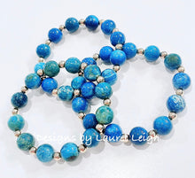 Load image into Gallery viewer, Blue Fossilized Beaded Bracelet - Chinoiserie jewelry