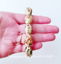 Load image into Gallery viewer, Chinoiserie Floral Calligraphy Bead Statement Bracelet - Ginger jar