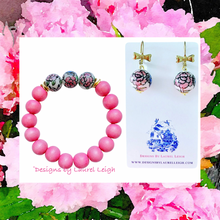 Load image into Gallery viewer, Bubblegum Pink Chinoiserie Peony Bracelet - Style 1 - Ginger jar